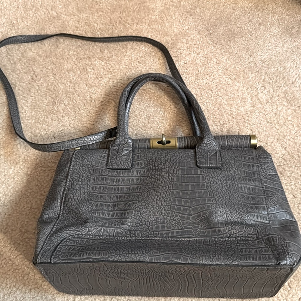 Gray Faux Croc Work Bag